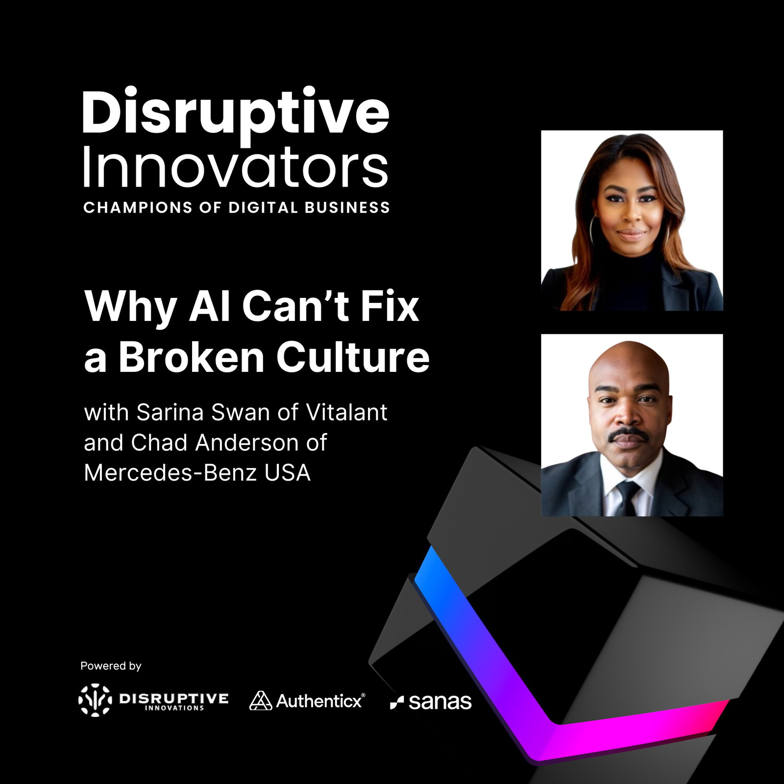 Why AI Can't Fix a Broken Culture with Sarina Swan of Vitalant and Chad Anderson of Mercedes-Benz USA episode artwork
